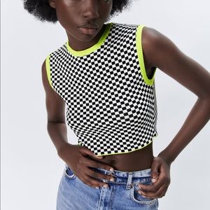 Zara plaid knit top